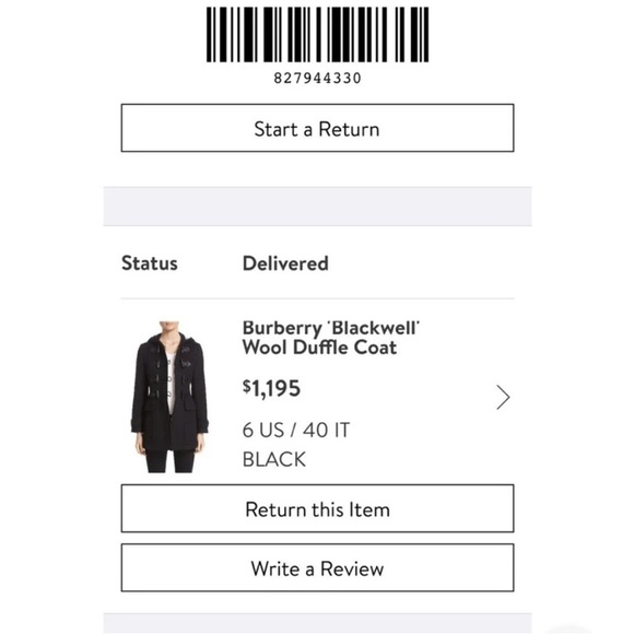 BURBERRY Brit “Blackwell' Wool Duffle Toggle Coat with hood Black size 6 - Picture 3 of 15